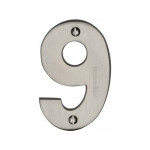 Heritage Brass Numeral 9  - Face Fix 76mm  – Heavy font